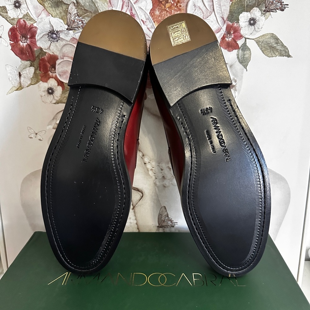 NWT Armando Cabral Men's Bolama Burgundy Leather Slip-On Loafers US 10.5 EU 43.5 - Picture 10 of 11